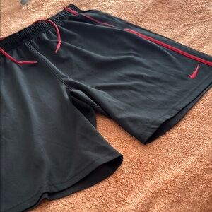 Nike Black and Red Athletic Shorts Lightweight Performance